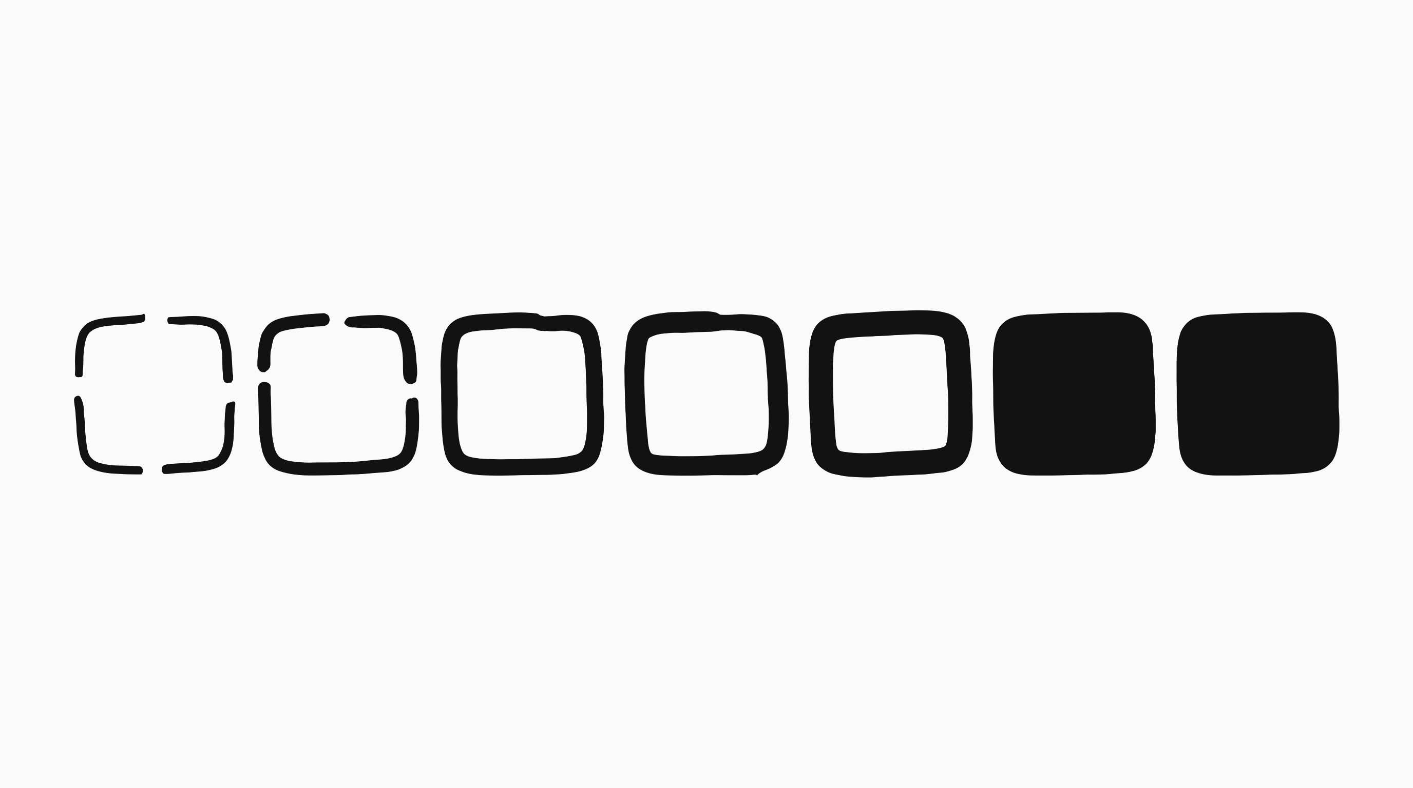 A row of squares fading from solid to an empty broken outline, as checkpoints age out of storage