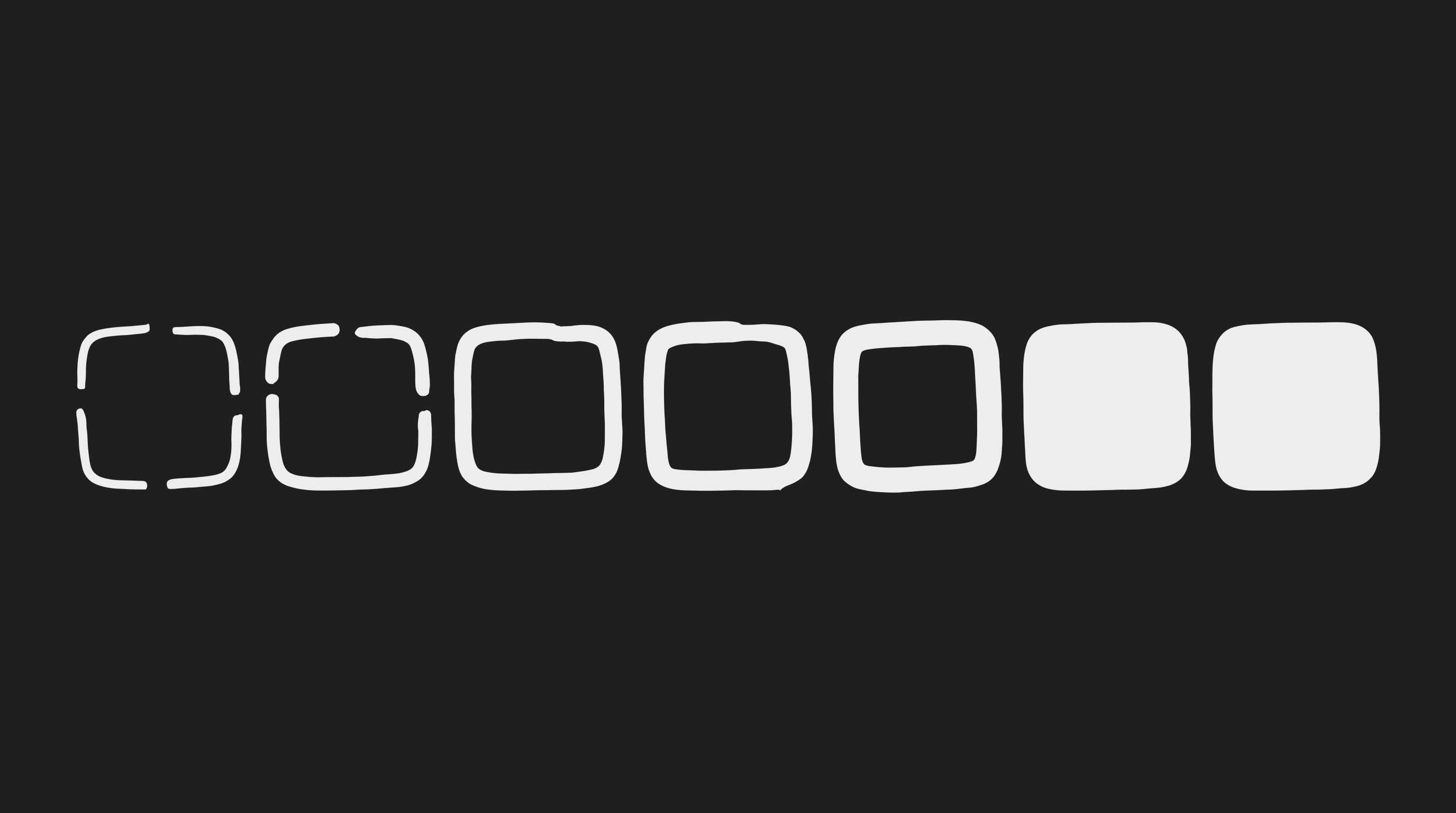 A row of squares fading from solid to an empty broken outline, as checkpoints age out of storage