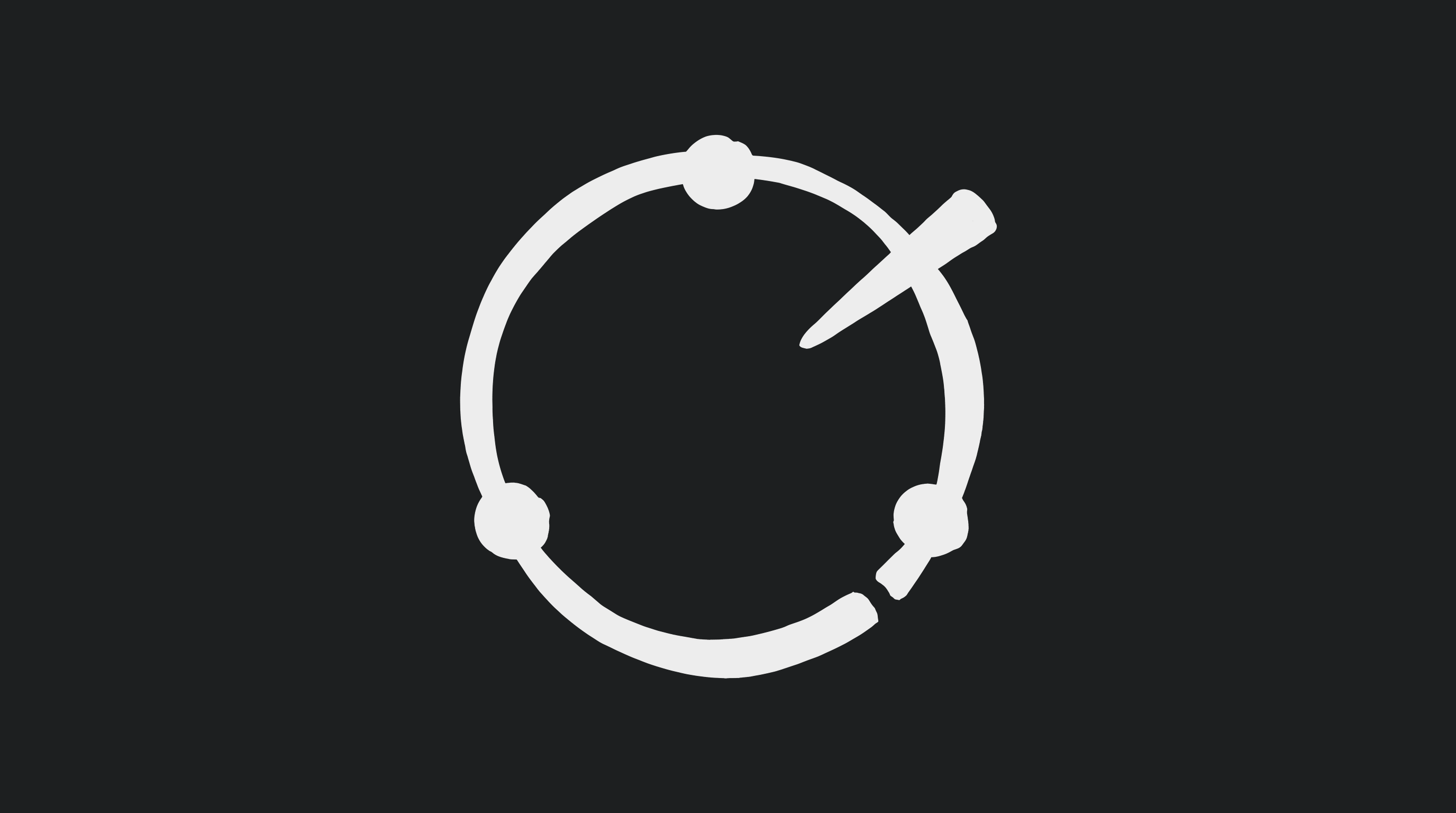 A broken ring marked with three points and a direction wedge, tracing the ReAct reasoning loop